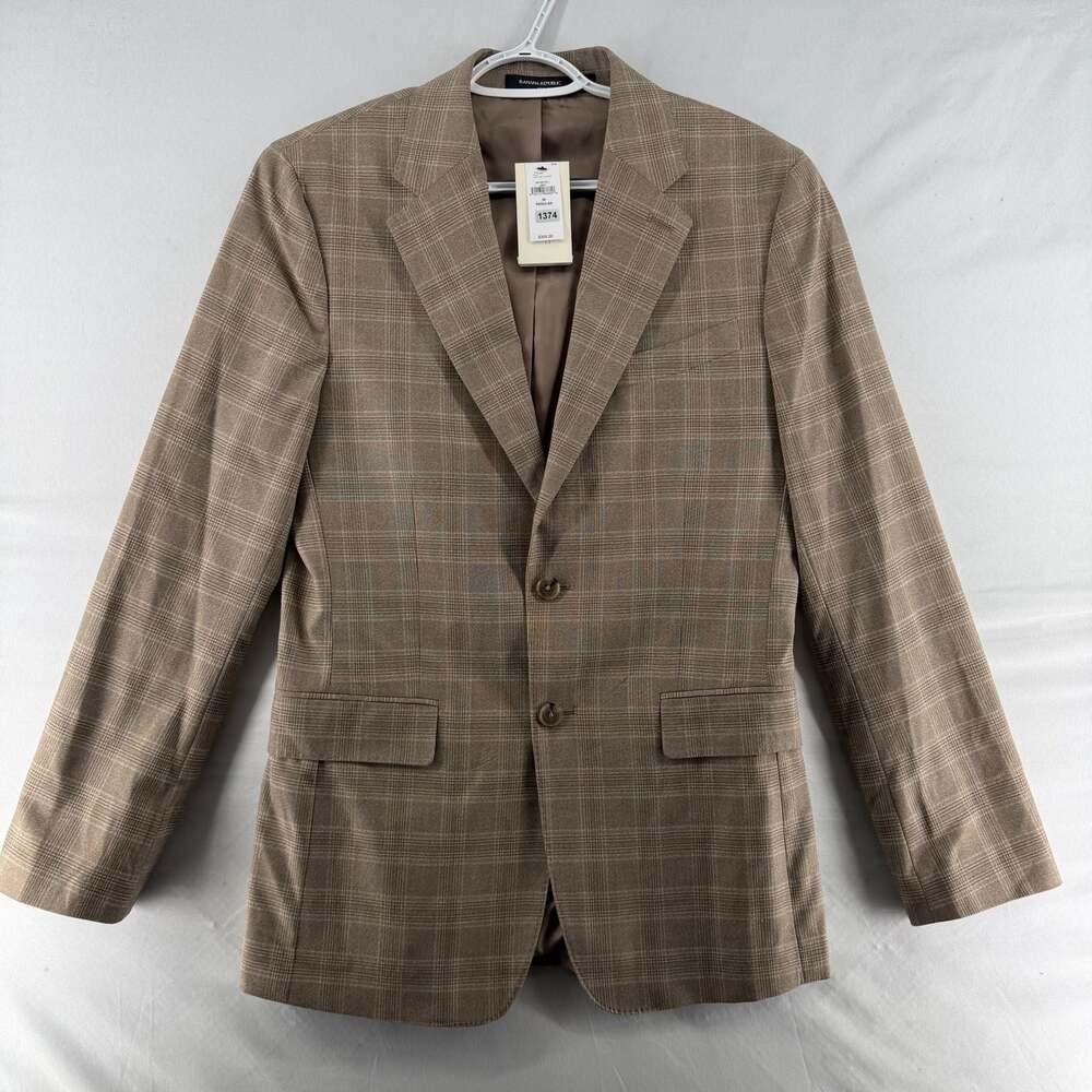 1374 Banana Republic Tailored Fit Plaid Suit Jacket Brown 36R